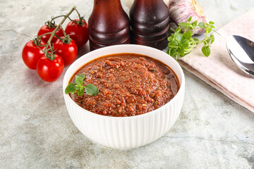 Spanish traditional gazpacho tomato soup