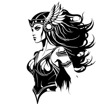 recommend clip art: Majestic Vector Art of Valkyrie Silhouette: Channel Courage, Strength, and Warrior Spirit into Your Space