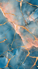 Abstract Copper Veins on Deep Blue Background - Artistic Concept