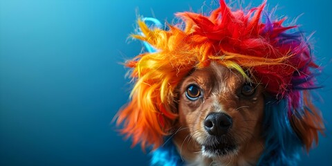 Dog having fun with a wig. Concept Cute Pets, Wig Fun, Playful Dogs, Silly Moments, Funny Animal Photos