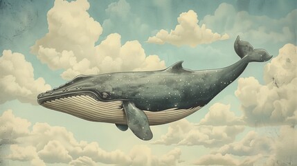 Fototapeta premium A painting of a whale hovering in the air