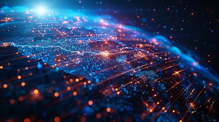 Obraz premium Earth and Internet Technology Fiber Optic Business Background