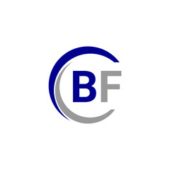 a blue and white logo with the B and F letter
