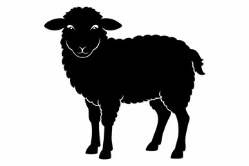  A cute sheep silhouette black vector artwork illustration