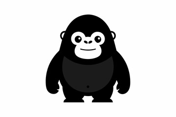 A kawaii gorilla silhouette black vector artwork illustration