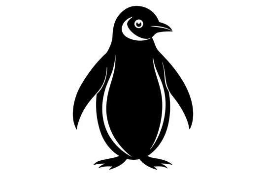 recommend clip art: A penguin silhouette black vector artwork illustration