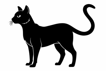  cute cat silhouette black vector illustration