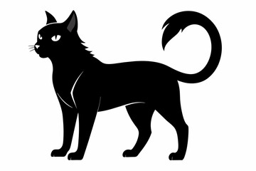  cute cat silhouette black vector illustration