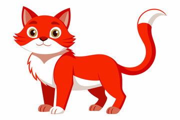 red cat with a white chest and white paws vector illustration