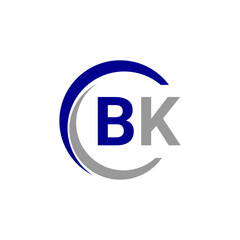 a blue and white logo with the B and K letter