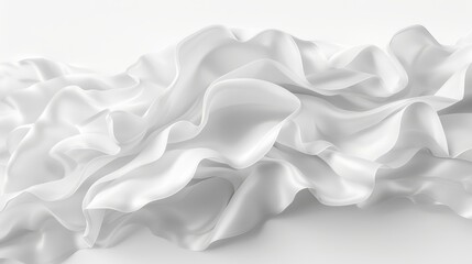 Fototapeta premium A tight shot of a white cloth on a white background, displaying a billow of fabric at its center, suggesting wind passage