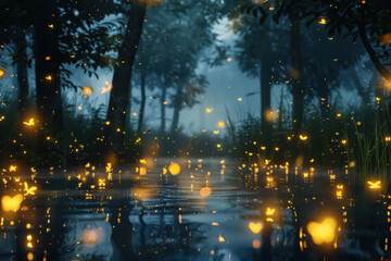 Glowing Fireflies Dancing, Magic Pond