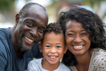 Close-up of a multicultural family smiling together