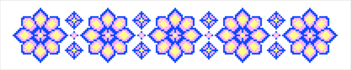 Floral border in pixel art style.