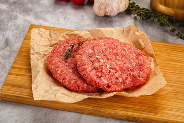 Raw beef minced meat cutlet