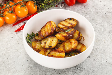 Grilled young small baby potato