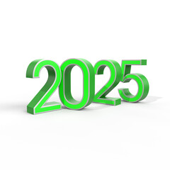 3d rendering green 2025 concept. 3d year 2025