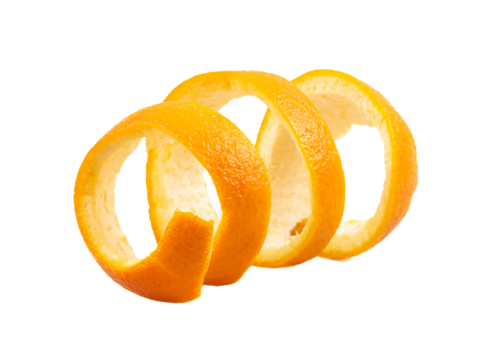 Orange peel isolated on white or transparent background