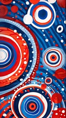 Red, white, and blue circles painting