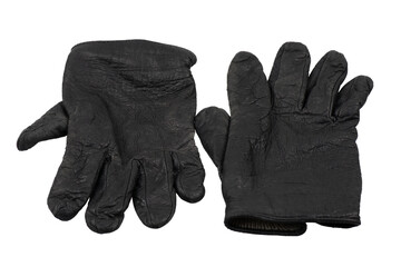 black leather gloves isolated on white or transparent background