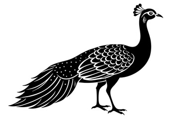 peahen vector silhouette illustration