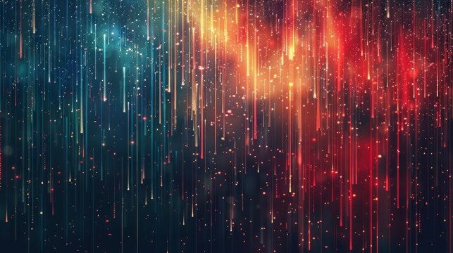 Colorful pixel rain abstract illustration: retro icon with digital flair, flat symbol background - vibrant digital art for design projects