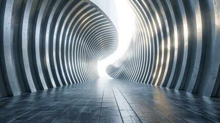 A long, narrow tunnel with a white light shining through it