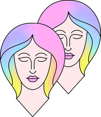 Gemini zodiac sign with digital watercolor effect.