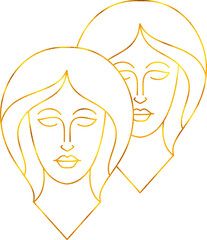Gemini zodiac sign with golden foil effect.