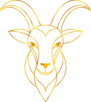 recommend clip art: Capricorn zodiac sign in line art style with golden foil effect.