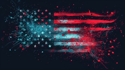American flag created through explosive fireworks against a black background for a 4th of July celebration