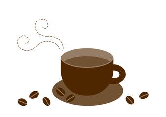 コーヒーカップとコーヒー豆のイラスト