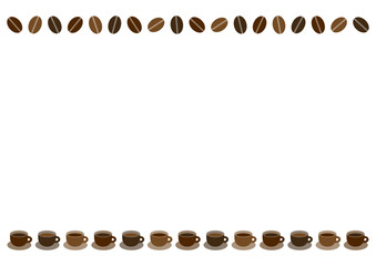 コーヒーカップとコーヒー豆のフレームイラスト