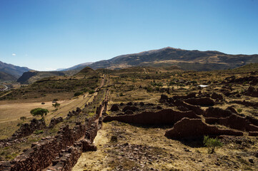 Ruins of ancient city called Pikillacta in Cusco in Peru