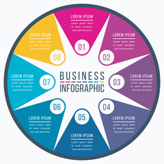 Infographic business design 8 steps, objects, elements or options business information template