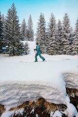 Mountaineer backcountry ski walking ski alpinist in the mountains. Ski touring in alpine landscape...