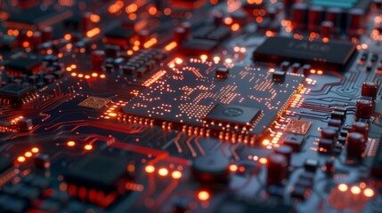 Detailed Close-up of an AI Chip on a Circuit Board