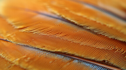 Close-up of a brightly colored parrot feather. macro background wallpapers.