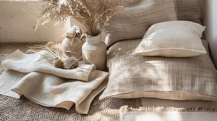 Serene Beige Home Decor with Natural Linen Textures