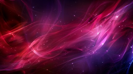Obraz premium A purple and red abstract backdrop features stars and swirls against a dark blue base A solitary red and pink swirl graces the left side, while a blend of red,