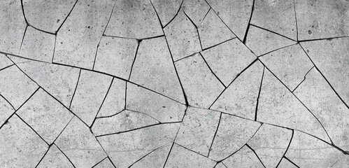 background and texture of gray cracked and broken concrete