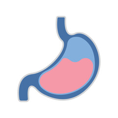 Human stomach. Internal organ, anatomy. Vector cartoon flat icon illustration isolated on white background.