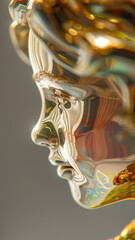 macro photo of a woman made with Polished Metal, reflection, refraction