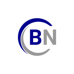 a blue and white logo with the B and N letter