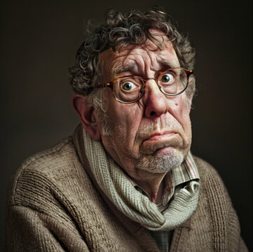 photo of a frumpy caucasian dad, Wearing glasses, looking at a camera