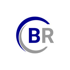 a blue and white logo with the B and R letter