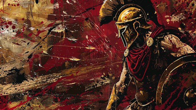 painting of a Spartan soldier ready for battle