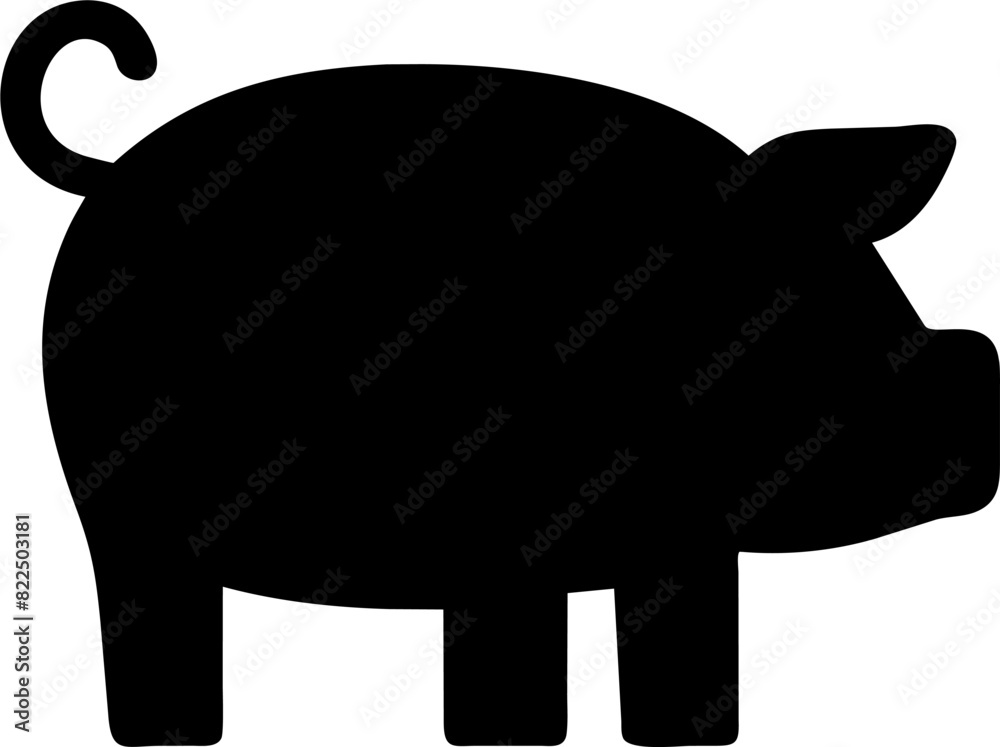 Sticker pig icon, animal solid icon