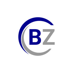 a blue and white logo with the B and Z letter.