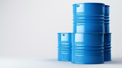 Obraz premium Blue plastic water barrels on a white background, 3D rendering.